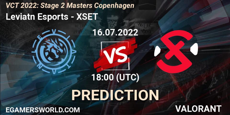 Pronósticos Leviatán Esports - XSET. 16.07.2022 at 18:30. VCT 2022: Stage 2 Masters Copenhagen - VALORANT