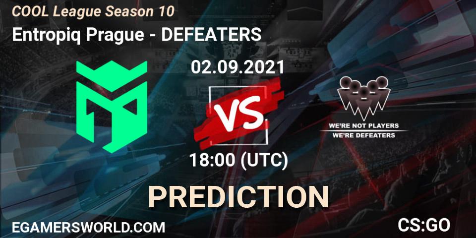 Pronósticos Entropiq Prague - DEFEATERS. 02.09.2021 at 18:00. COOL League Season 10 - Counter-Strike (CS2)