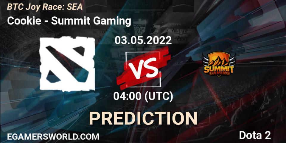 Pronósticos Cookie - Summit Gaming. 28.04.2022 at 04:10. BTC Joy Race: SEA - Dota 2