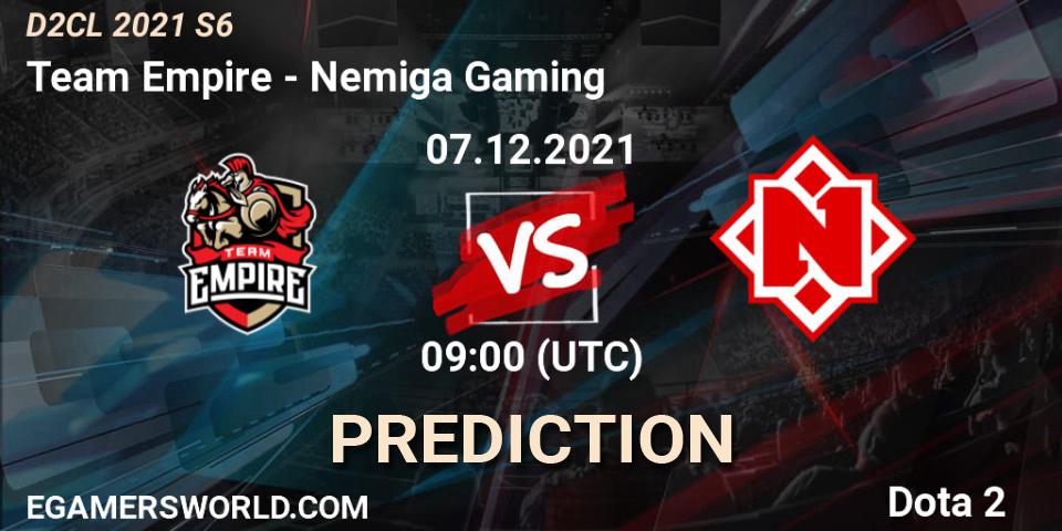 Pronósticos Team Empire - Nemiga Gaming. 07.12.21. Dota 2 Champions League 2021 Season 6 - Dota 2