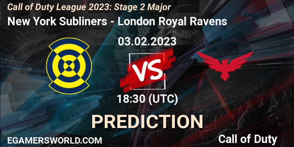 Pronósticos New York Subliners - London Royal Ravens. 03.02.2023 at 18:30. Call of Duty League 2023: Stage 2 Major - Call of Duty