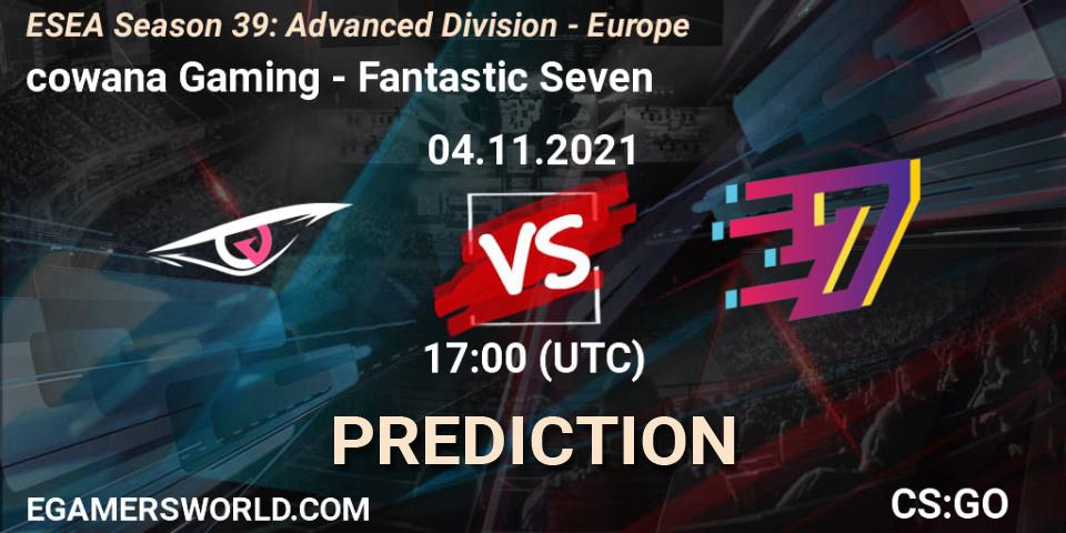 Pronósticos cowana Gaming - Fantastic Seven. 04.11.2021 at 17:00. ESEA Season 39: Advanced Division - Europe - Counter-Strike (CS2)