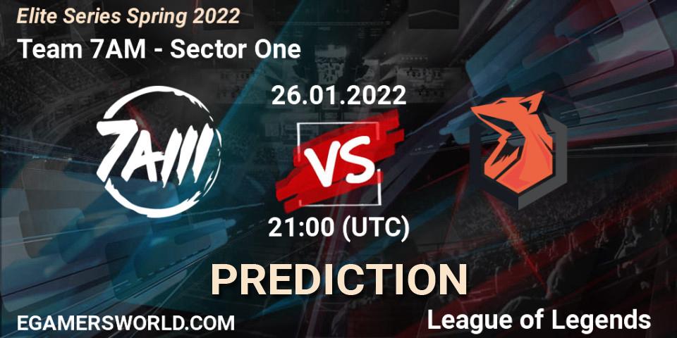 Pronósticos Team 7AM - Sector One. 26.01.2022 at 21:00. Elite Series Spring 2022 - LoL