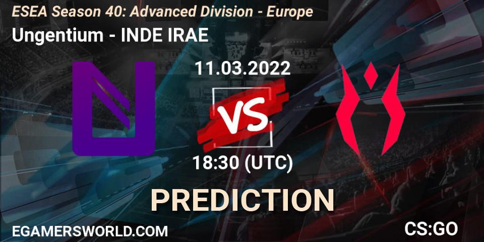 Pronósticos Ungentium - INDE IRAE. 11.03.2022 at 18:30. ESEA Season 40: Advanced Division - Europe - Counter-Strike (CS2)