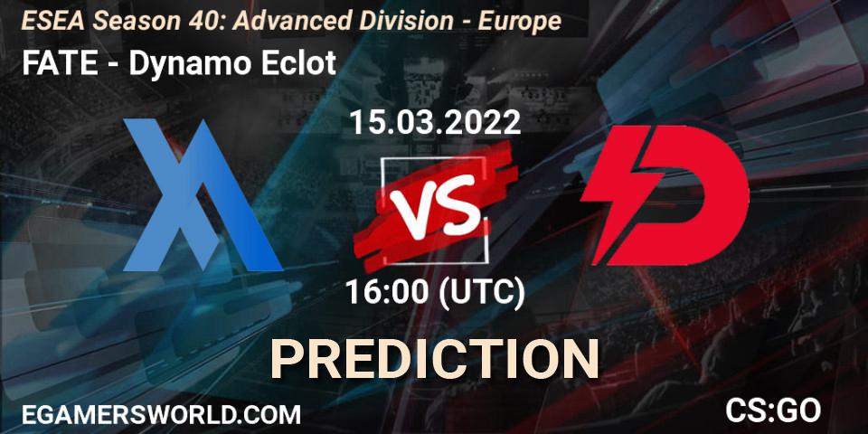 Pronósticos FATE - Dynamo Eclot. 15.03.22. ESEA Season 40: Advanced Division - Europe - CS2 (CS:GO)