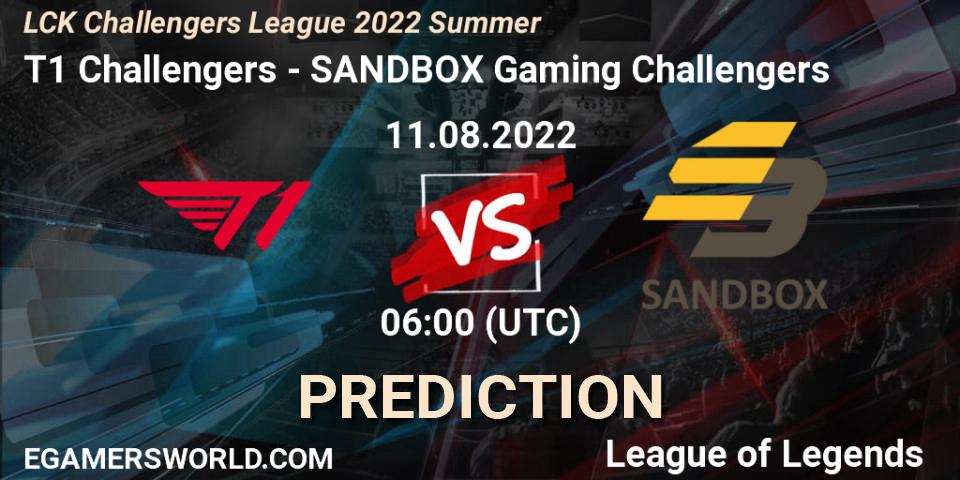 Pronósticos T1 Challengers - SANDBOX Gaming Challengers. 11.08.22. LCK Challengers League 2022 Summer - LoL