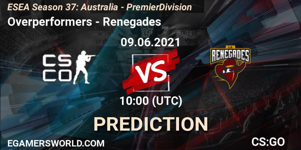 Pronósticos Overperformers - Renegades. 09.06.2021 at 10:00. ESEA Season 37: Australia - Premier Division - Counter-Strike (CS2)