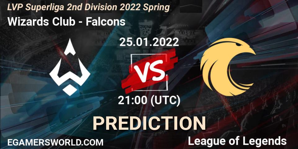 Pronósticos Wizards Club - Falcons. 26.01.2022 at 21:00. LVP Superliga 2nd Division 2022 Spring - LoL