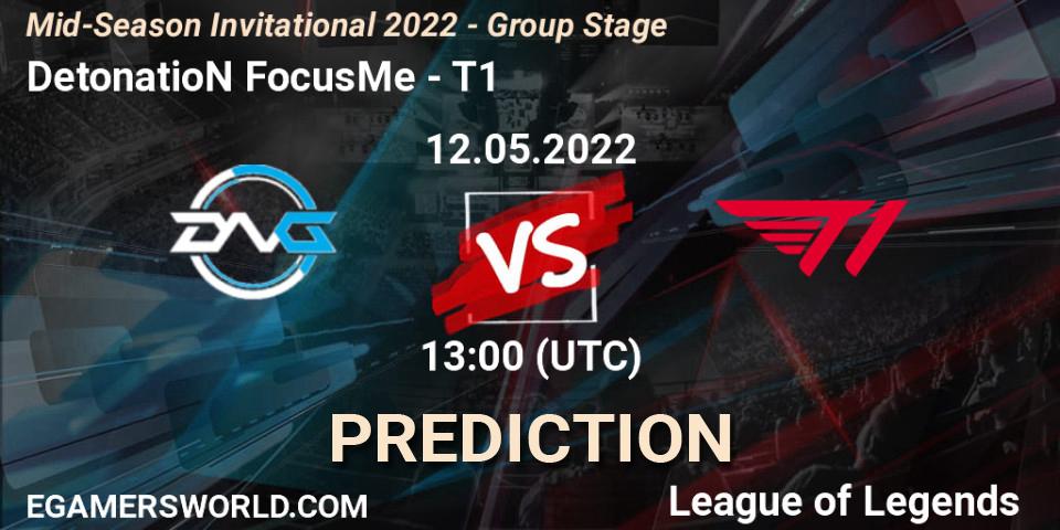 Pronósticos DetonatioN FocusMe - T1. 15.05.2022 at 07:00. Mid-Season Invitational 2022 - Group Stage - LoL