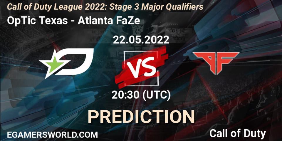Pronósticos OpTic Texas - Atlanta FaZe. 22.05.22. Call of Duty League 2022: Stage 3 - Call of Duty