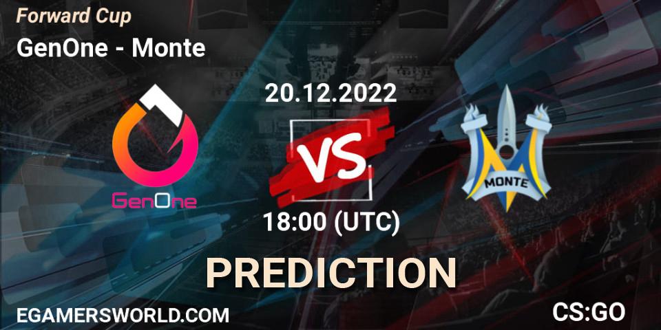 Pronósticos GenOne - Monte. 20.12.2022 at 18:00. Forward Cup - Counter-Strike (CS2)