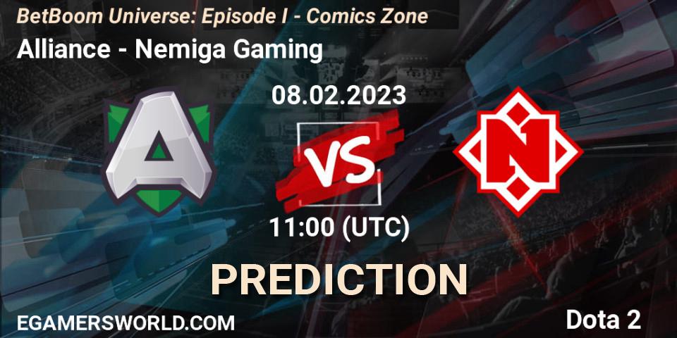 Pronósticos Alliance - Nemiga Gaming. 08.02.23. BetBoom Universe: Episode I - Comics Zone - Dota 2