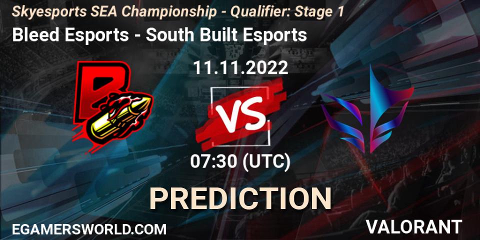 Pronósticos Bleed Esports - South Built Esports. 11.11.2022 at 07:30. Skyesports SEA Championship - Qualifier: Stage 1 - VALORANT