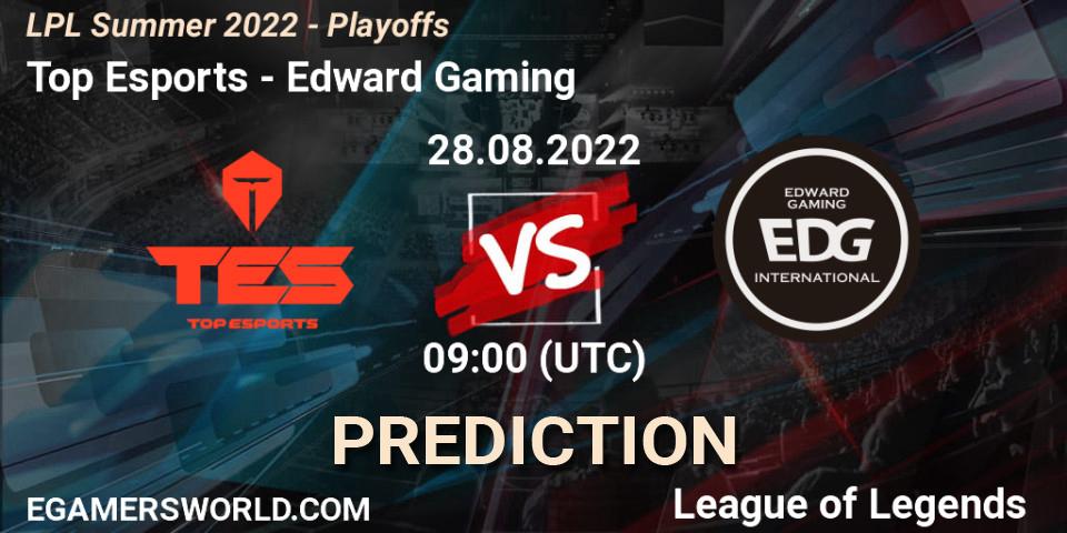 Pronósticos Top Esports - Edward Gaming. 28.08.22. LPL Summer 2022 - Playoffs - LoL