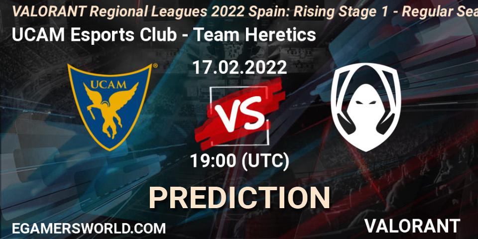 Pronósticos UCAM Esports Club - Team Heretics. 17.02.2022 at 19:00. VALORANT Regional Leagues 2022 Spain: Rising Stage 1 - Regular Season - VALORANT