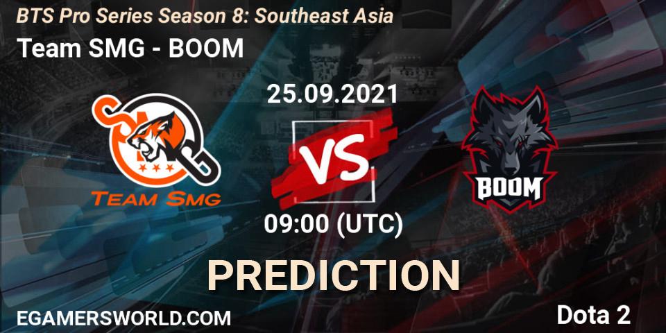 Pronósticos Team SMG - BOOM. 25.09.2021 at 09:00. BTS Pro Series Season 8: Southeast Asia - Dota 2