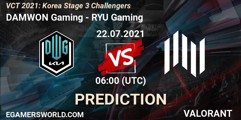 Pronósticos DAMWON Gaming - RYU Gaming. 22.07.2021 at 06:00. VCT 2021: Korea Stage 3 Challengers - VALORANT