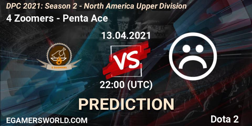 Pronósticos 4 Zoomers - Penta Ace. 13.04.2021 at 22:00. DPC 2021: Season 2 - North America Upper Division - Dota 2
