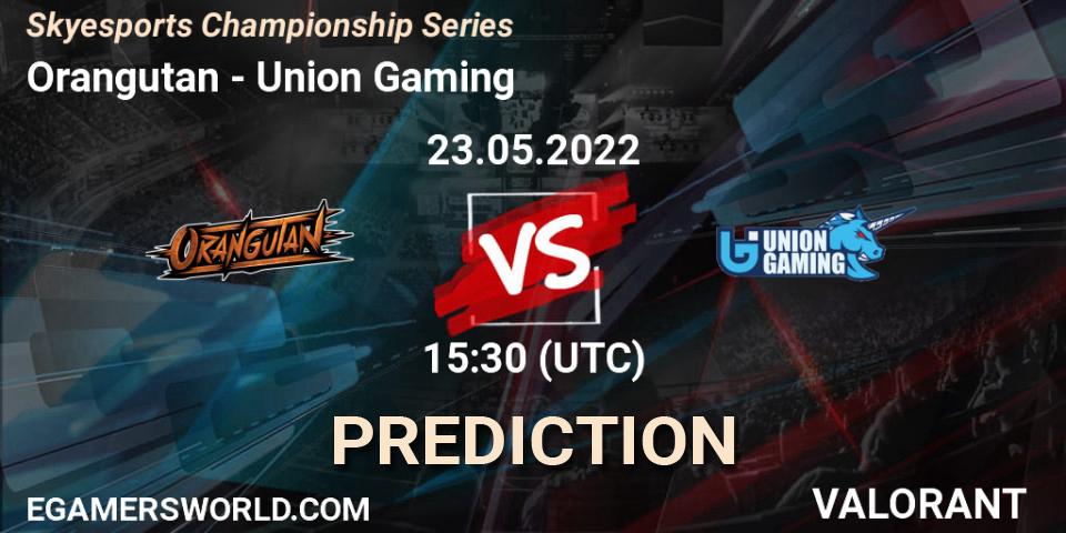 Pronósticos Orangutan - Union Gaming. 23.05.2022 at 15:30. Skyesports Championship Series - VALORANT