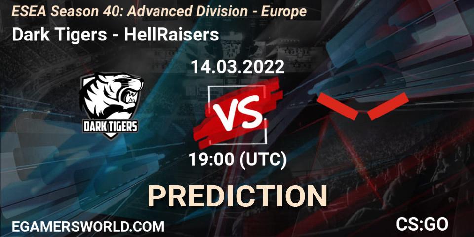 Pronósticos Dark Tigers - HellRaisers. 14.03.22. ESEA Season 40: Advanced Division - Europe - CS2 (CS:GO)
