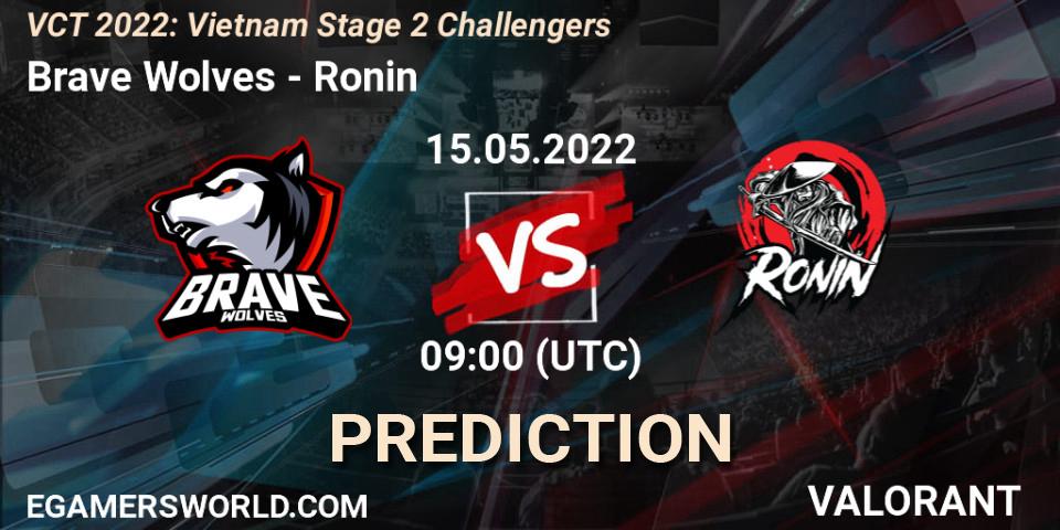 Pronósticos Brave Wolves - Ronin. 15.05.2022 at 09:00. VCT 2022: Vietnam Stage 2 Challengers - VALORANT
