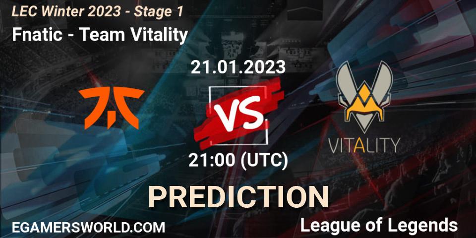Pronósticos Fnatic - Team Vitality. 21.01.23. LEC Winter 2023 - Stage 1 - LoL