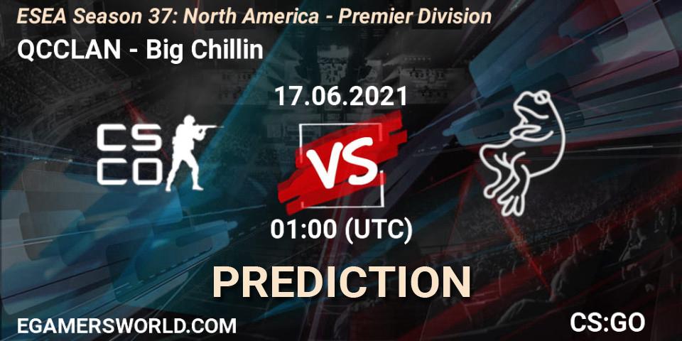 Pronósticos QCCLAN - Big Chillin. 17.06.2021 at 01:00. ESEA Season 37: North America - Premier Division - Counter-Strike (CS2)