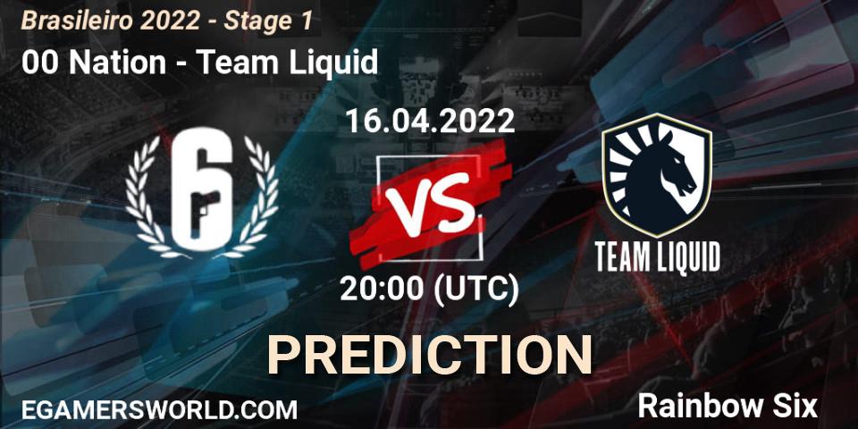 Pronósticos 00 Nation - Team Liquid. 16.04.2022 at 20:00. Brasileirão 2022 - Stage 1 - Rainbow Six