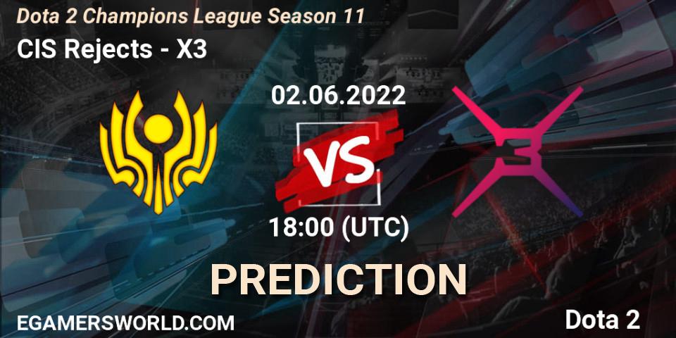 Pronósticos CIS Rejects - X3. 02.06.2022 at 18:38. Dota 2 Champions League Season 11 - Dota 2