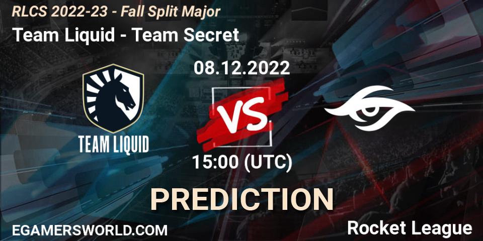 Pronósticos Team Liquid - Team Secret. 08.12.2022 at 14:15. RLCS 2022-23 - Fall Split Major - Rocket League