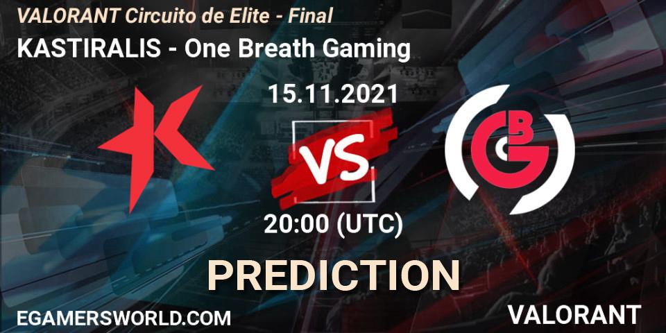Pronósticos Kafalar Esports - One Breath Gaming. 15.11.2021 at 21:00. VALORANT Circuito de Elite - Final - VALORANT