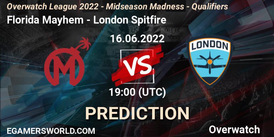 Pronósticos Florida Mayhem - London Spitfire. 16.06.22. Overwatch League 2022 - Midseason Madness - Qualifiers - Overwatch