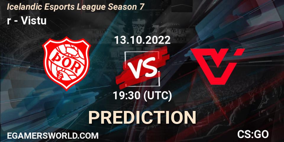 Pronósticos Þór - Viðstöðu. 13.10.2022 at 22:30. Icelandic Esports League Season 7 - Counter-Strike (CS2)