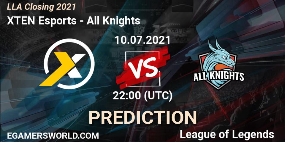 Pronósticos XTEN Esports - All Knights. 10.07.2021 at 23:00. LLA Closing 2021 - LoL