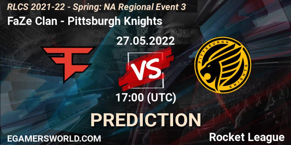 Pronósticos FaZe Clan - Pittsburgh Knights. 27.05.2022 at 17:00. RLCS 2021-22 - Spring: NA Regional Event 3 - Rocket League
