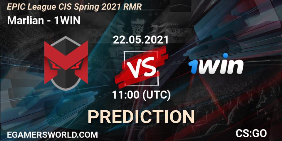 Pronósticos Marlian - 1WIN. 22.05.2021 at 11:00. EPIC League CIS Spring 2021 RMR - Counter-Strike (CS2)