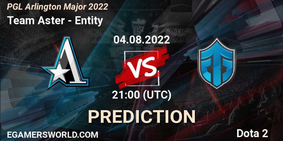 Pronósticos Team Aster - Entity. 04.08.2022 at 22:16. PGL Arlington Major 2022 - Group Stage - Dota 2