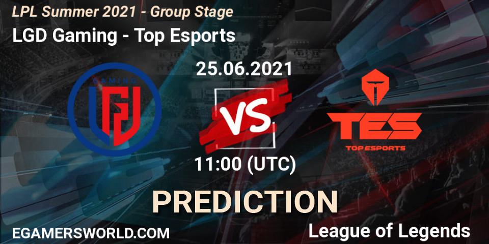 Pronósticos LGD Gaming - Top Esports. 25.06.2021 at 11:00. LPL Summer 2021 - Group Stage - LoL