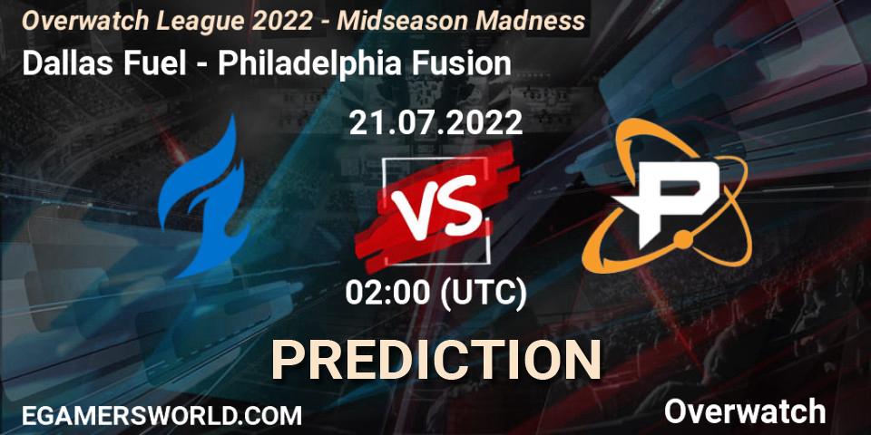Pronósticos Dallas Fuel - Philadelphia Fusion. 21.07.22. Overwatch League 2022 - Midseason Madness - Overwatch