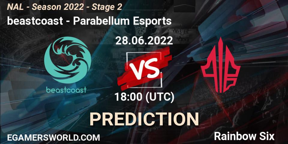 Pronósticos beastcoast - Parabellum Esports. 28.06.2022 at 18:00. NAL - Season 2022 - Stage 2 - Rainbow Six