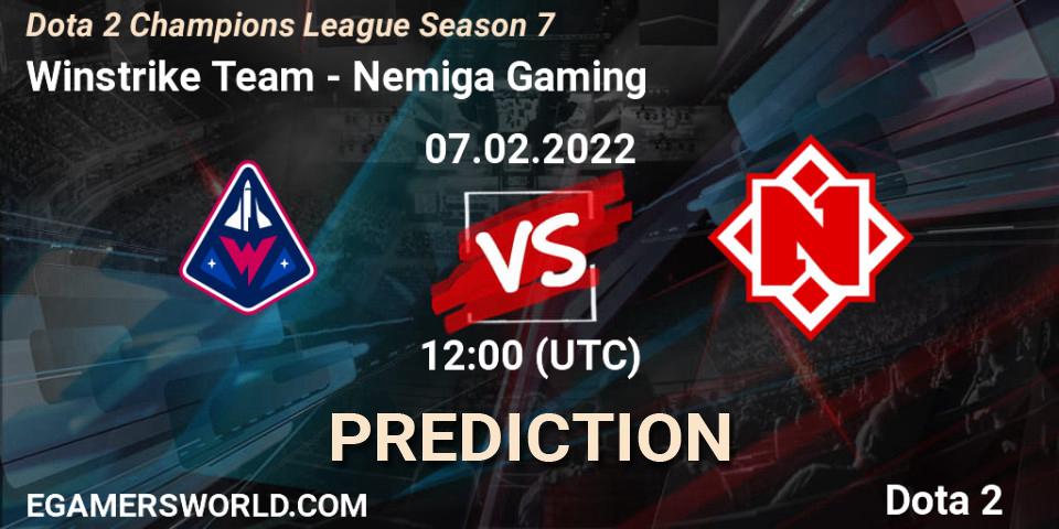 Pronósticos Winstrike Team - Nemiga Gaming. 07.02.22. Dota 2 Champions League 2022 Season 7 - Dota 2