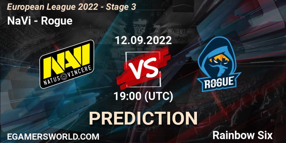 Pronósticos NaVi - Rogue. 12.09.22. European League 2022 - Stage 3 - Rainbow Six
