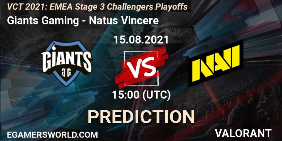 Pronósticos Giants Gaming - Natus Vincere. 15.08.21. VCT 2021: EMEA Stage 3 Challengers Playoffs - VALORANT