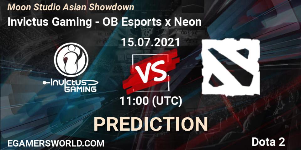 Pronósticos Invictus Gaming - OB Esports x Neon. 15.07.2021 at 11:00. Moon Studio Asian Showdown - Dota 2