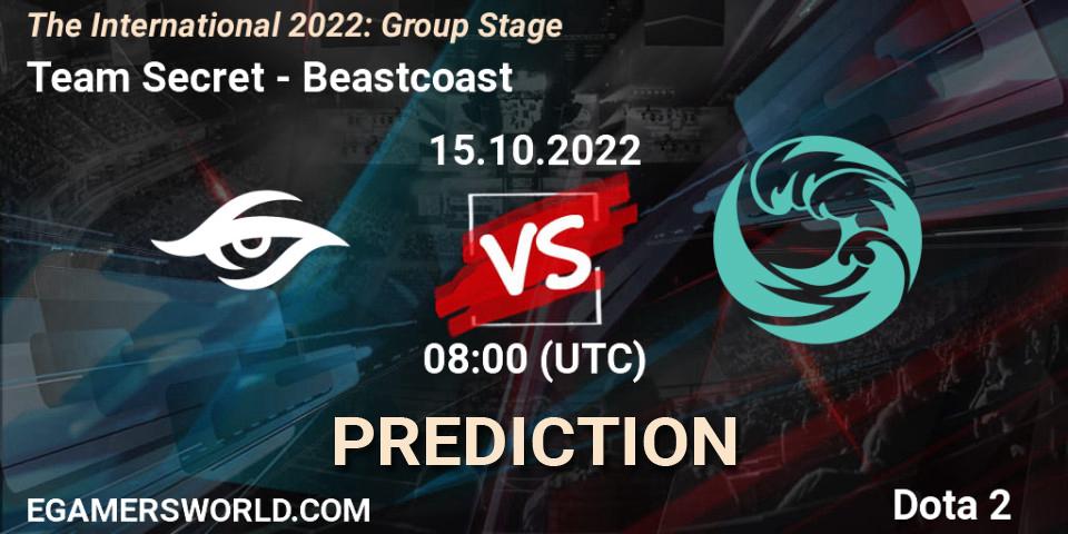 Pronósticos Team Secret - Beastcoast. 15.10.2022 at 09:22. The International 2022: Group Stage - Dota 2