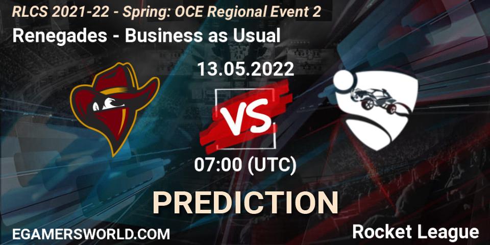 Pronósticos Renegades - Business as Usual. 13.05.22. RLCS 2021-22 - Spring: OCE Regional Event 2 - Rocket League
