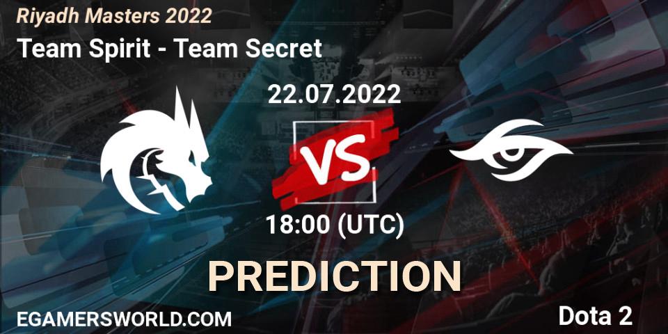 Pronósticos Team Spirit - Team Secret. 22.07.22. Riyadh Masters 2022 - Dota 2