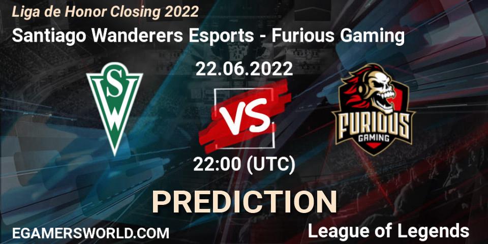 Pronósticos Santiago Wanderers Esports - Furious Gaming. 22.06.22. Liga de Honor Closing 2022 - LoL
