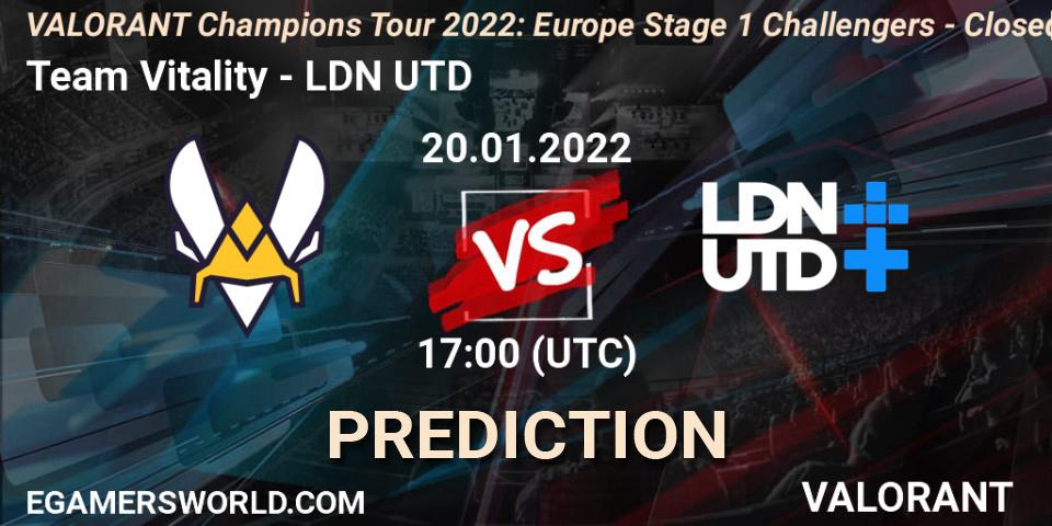 Pronósticos Team Vitality - LDN UTD. 20.01.2022 at 17:00. VCT 2022: Europe Stage 1 Challengers - Closed Qualifier 2 - VALORANT