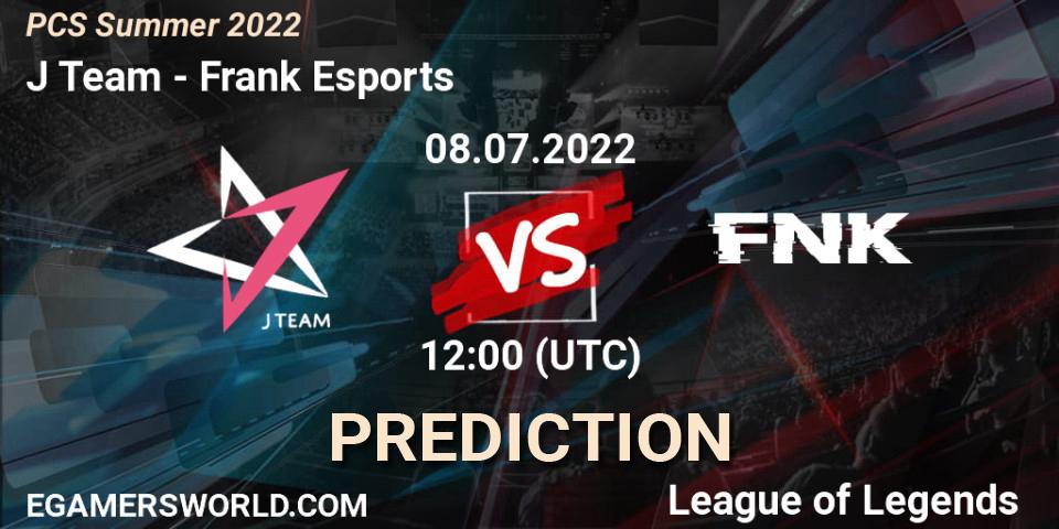 Pronósticos J Team - Frank Esports. 08.07.2022 at 12:00. PCS Summer 2022 - LoL